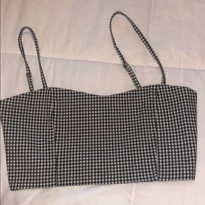Gingham crop top with adjustable straps!